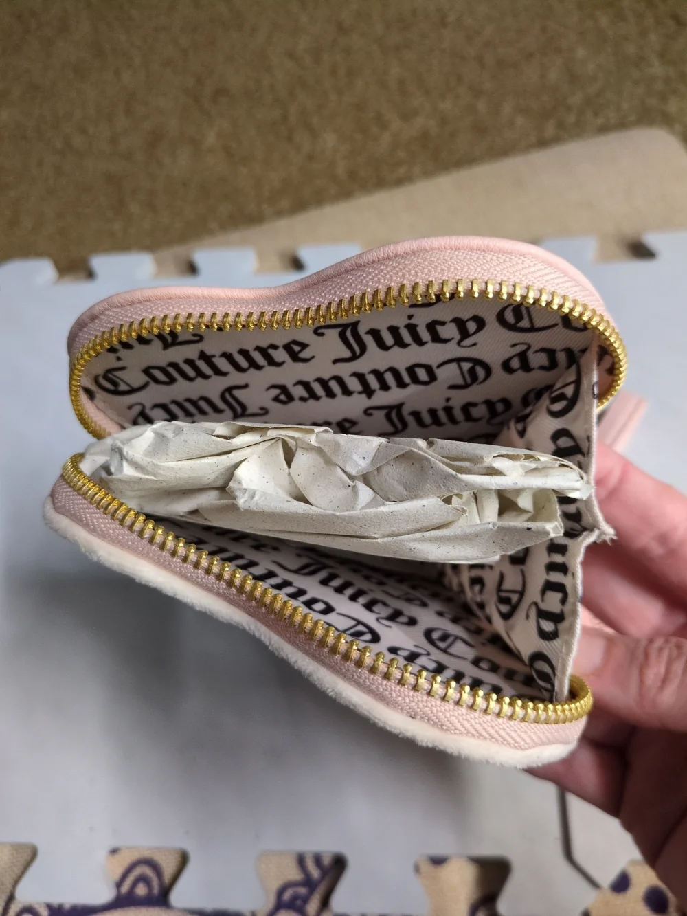 Juicy Couture Heart Wristlet in Cream and Pink
